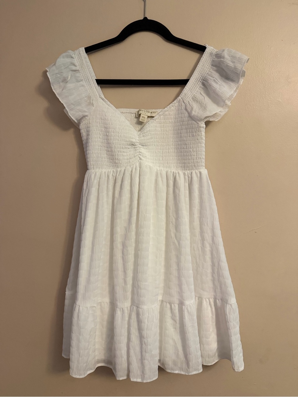 White Flutter Sleeve Mini Dress - Elegant Summer Sundress